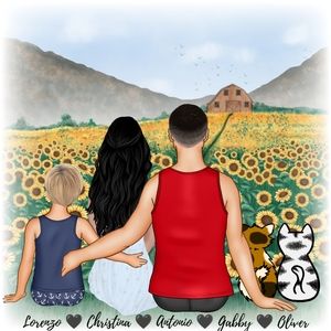 Custom Illustrated Digital Family Portraits